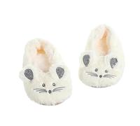 BLULOO Slippers Home Fuzzy Slipper Women Winter Fur Cotton Warm Plush Non Slip Grip Indoor Fluffy Lazy Female Mouse Ears Embroidery-White-39-41