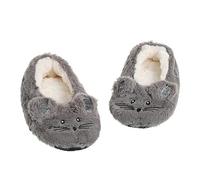 BLULOO Slippers Home Fuzzy Slipper Women Winter Fur Cotton Warm Plush Non Slip Grip Indoor Fluffy Lazy Female Mouse Ears Embroidery-Gray-35-38