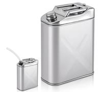 Blulu 1 Pack 304 Stainless Steel Water Container 20 L 5 Gallon Portable Water Can Leak Proof Drinking Jug with Scientific Spout for Outdoors Camping Emergency Storage, 13.6" x 6.7" x 18.5"