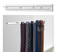 Blulu 1 Pcs Sliding Tie Rack Hanger for Closet, 25 Tie Pull Out Wall Mount Extending Sturdy Metal Belt Organizer Holder for Men Belt Storage, 13.8'' x 1.7'', Sliver