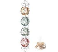 Blulu 1 Pcs Wall Mounted Tea Cup & Saucer Display Rack 4 Tiers,White