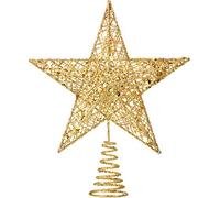 Blulu 10 Inches Christmas Tree Star Topper Xmas Tree Topper Star Christmas Decoration Glittered Tree-top Star (Gold)