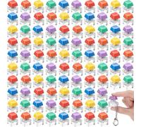 Blulu 100 Pcs Fidget Keyboard Keychain Bulk Stress Relief Clicker Finger Toys for Adults Bulk Macaron Colors Decompression Anxiety Relief Gifts for Party Favors Presents (Bright)