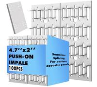 Blulu 100 Pcs Push-on Impaler Wall Mounting Clips Surface Mount Impaler Clips, Acoustic Panels Galvanized Steel Quick Installation for Gypsum Board Plywood Masonry