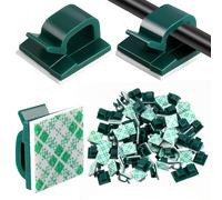 Blulu 100 Pieces Mini Outdoor Cable Clips with Adhesive Tapes Light Clips Decoration Clips Self Adhesive Hooks Wire Holder for Christmas and Fairy Light(Dark Green, Small)