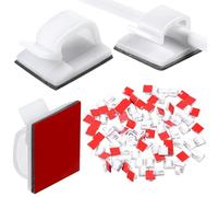 Blulu 100 Pieces Mini Outdoor Cable Clips with Adhesive Tapes Light Clips Decoration Clips Self Adhesive Hooks Wire Holder for Christmas and Fairy Light(White, Large)