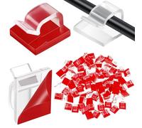 Blulu 100 Pieces Mini Outdoor Cable Clips with Adhesive Tapes Light Clips Decoration Clips Self Adhesive Hooks Wire Holder for Christmas and Fairy Light(Clear, Large)