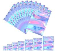 Blulu 100 Pieces Resealable Foil Proof Bag Foil Pouch Flat Bag for Party Favor Food Storage(4 x 6 Inches,Holographic Color)