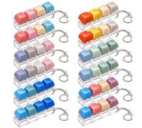 Blulu 12 Pcs Keyboard Fidget Toys, Stress Relief Fidget Clicker Keychain 4-in-1 Keyboard Decompression Button Clicker Toys Goodies Bag Stuffers for Adult to Relieve Stress Party Favors Birthday Gifts