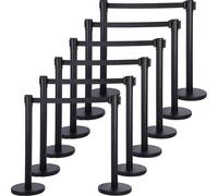 Blulu 12 Pieces Crowd Control Stanchion with 6.5 Ft Retractable Belt Crowd Control Barriers Stanchion Posts Queue Line Pole Rope Safety Barrier Stands Line Dividers (Black Pole, Black Belt)