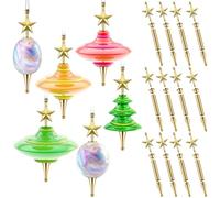 Blulu 12 Set Christmas Tree Ornament Woodturning Project Kit, Christmas Crafts DIY Star Tree Hanging Decoration Holiday Woodturning Kit Xmas Ornaments Making Supplies(Gold)