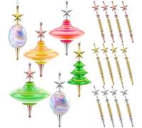 Blulu 12 Set Christmas Tree Ornament Woodturning Project Kit, Christmas Crafts DIY Star Tree Hanging Decoration Holiday Woodturning Kit Xmas Ornaments Making Supplies (Gold, Silver, Rose Gold)