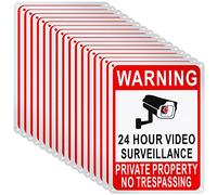 Blulu 16 Pack Private Property No Trespassing Sign 10 x 14'' No Smoking 24 Hour Video Surveillance Sign Reflective Coated Aluminum Warning Plaque for Home Business(Video Surveillance)