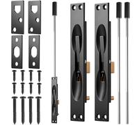 Blulu 2 Pcs 11-3/4 Inch Solid Brass Lever Extension Flush Bolt Solid Brass Flush Bolt - 1"w x 6-3/4" H, for Fire Swinging Hollow Metal and Double Doors(Black)
