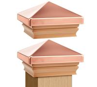 Blulu 2 Pcs 4x4'' (Actual 3.5x3.5'') Victoria Copper Plating High Point Post Cap Galvanized Steel Fence Pyramid Decking Caps for Metal Wood Cedar Fence Deck Corridors Mailbox Posts End Cover