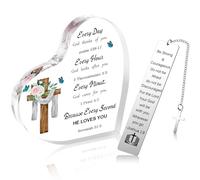 Blulu 2 Pcs Christian Women Gifts for 2026 Easter Teacher's Day Include Religious Gifts Bookmarks Bible Verse Acrylic Plaque for Her Him Friends Inspirational Keepsake