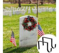 Blulu 2 Pcs Christmas Headstone Wreath Hanger 6.5 to 11.5 Inch Adjustable Tombstone Wreath Holder Gravestone Wreath Stand Memorial Day Metal Wreath Hook for Cemetery Grave Marker Decorations Hanger