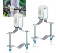 Blulu 2 Pcs Heavy Duty Wire Holder, Adjustable Porcelain Wire Holder, 1-1/4" - 3" Adjustable Bracket, Steel Clamp Fits Around Any Pipe or Pole, Ceramic Head for Cables or Wires as an Insulator