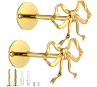 Blulu 2 Pcs Metal Bow Curtain Holdbacks Gold Wall Mounted Bow Curtain Hold Backs Curtains Modern Gold Holders for Living Room Bedroom Office Home