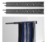 Blulu 2 Pcs Sliding Tie Rack Hanger for Closet, 25 Tie Pull Out Wall Mount Extending Sturdy Metal Belt Organizer Holder for Men Belt Storage, 13.8'' x 1.7'', Black