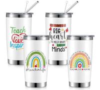 Blulu 2 Pcs Teacher Gifts for Women Thank You Teacher Gifts 20 oz Boho Insulated Wine Tumbler Teacher Travel Mug for Teacher Presents Birthday Teacher Leaving Gifts from Students