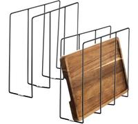 Blulu 2 Pcs U Shaped Cookie Sheet Organizer for Cabinet Baking Sheet Organizer Kitchen Cabinet Dividers Vertical Chrome Pan Rack Storage Wires Tray Dividers Face Opening of 3.5" (Black)
