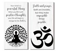 Blulu 2 Pieces Buddha Quotes Wall Decors Inspirational Quote Wall Arts Zen Meditation Wooden Hanging Room Meditation Home Buddha Wall Arts for Living Room Yoga Decors (Motivation)