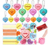 Blulu 24 Sets Valentines Day Gifts with Card Heart Fidget Clicker 3D Printed Sensory Fidget Clicker Keychain for Valentines Day Galentines Party Favors Relief Stress Gift Supplies Goodie Bags Stuffers