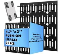 Blulu 25 Pcs Push-on Impaler Wall Mounting Clips Surface Mount Impaler Clips, Acoustic Panels Galvanized Steel Quick Installation for Gypsum Board Plywood Masonry (Black)