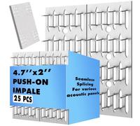 Blulu 25 Pcs Push-on Impaler Wall Mounting Clips Surface Mount Impaler Clips, Acoustic Panels Galvanized Steel Quick Installation for Gypsum Board Plywood Masonry (Silver)