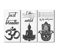 Blulu 3 Pcs Buddha Quotes Inspirational Wall Decors Meditation Zen Wooden Hanging Meditation Buddha Wall Arts for Home Living Room Yoga Decorations
