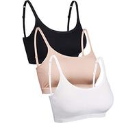 Blulu 3 Pcs Mini Camisole Bra Wireless Padded Bra Sport Cami Bralette with Adjustable Straps for Women Girls