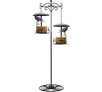 Blulu 34-55 Inch Adjustable Shepherds Hook with Base Indoor/Outdoor Black Iron Wind Chime & Hummingbird Bird Feeder Hanging Plant Stand for Garden Plants & Weddings/Events Home Decor