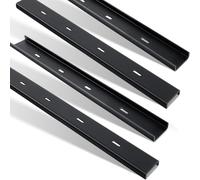 Blulu 4 Pcs 14" L x 2" W C Channel Steel Support Metal Support Bracing Hidden C Bracket for Table Top Live Edge Slab Woodworking, Black Coat Finish