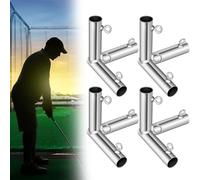 Blulu 4 Pcs 3 Way 1 Flat Corner Canopy Fittings - Fits 1 Inch EMT Pipe Galvanized Steel Batting Cage EMT Conduit Fittings Heavy Duty Golf Frame Corner Kit with Tightening Threaded Eye Bolts