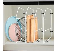 Blulu 4 Pcs Baking Sheet Organizer Tray Dividers for Cabinets Kitchen Cabinet Dividers Vertical for Baking Sheets Chrome Divider Pan Rack Storage Wires for Kitchen Cupboards (White,18" X 20")
