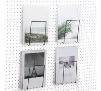 Blulu 4 Pcs Black Pegboard Magazines Holder Literature Display Mail File Holder Books Wall Organizer Pegboard Shelf Hooks Accessories for Display Exhibitions Trade Show Shelf Office Kitchens