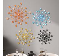 Blulu 4 Pcs Metal Wall Decor Bling Crystal Wall Art Cast Iron Rhinestones Sunburst Decor Starburst Art Hanging Diamond Accents Home Decorative for Living Room Bedroom Entryway (Mid Century)