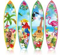 Blulu 4 Pcs Surfboard Wall Decor Surfboard Wall Hanging Sign Wooden Beach Decoration Summer Theme Decor Hawaiian Luau Party Decoration for Home Bar Aloha Tropical Birthday Party (Bird)
