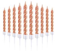 Blulu 50 Pcs Rose Gold Spiral Birthday Candles Metallic Cake Candles with Holders for Birthday Cake, Cupcake & Party Decorations, Bulk Candle for Wedding, Baby Shower