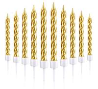 Blulu 50 Pieces Spiral Birthday Candles Metallic Cake Cupcake Candles for Birthday Wedding Party Decorations(Gold)