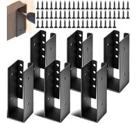 Blulu 6 Pcs Concealed Joist Hangers with Screws Powder Coated Steel Joist Bracket Fence Brackets for Wood Fit for Beam Swing Handrail Fence Trim Flanges Framing Railing (2 x 6 Inches)