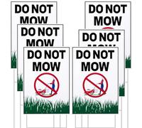 Blulu 6 Pcs Do Not Mow Sign with Metal H Stake 10 x 7 Inches No Mow May Yard Sign Double Side Lawn Signs Corrugated Plastic Weatherproof UV Protected for Garden Decor Outdoor Use Easy to Install