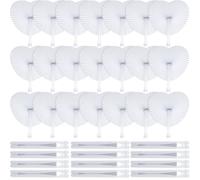 Blulu 60 Pack Folding Hand Fan Wedding Fans for Guests White Paper Fans for Wedding Favors Heart Shaped Assortment with Plastic Handle for Birthday Party Supplies Wedding Decorations
