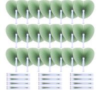 Blulu 60 Pack Folding Hand Fans Heart Wedding Handheld Foldable Paper Fans with Plastic Handle for Guests Dancing Wedding Birthday Bridal Shower Decorative Celebration Party Supplies(Sage Green)