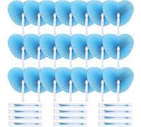 Blulu 60 Pack Wedding Decorative Paper Folding Hand Fan Handheld Heart Wedding Foldable Fan Chinese and Japanese Decoration Bulk for Bridal Guest Summer Dancing Birthday Party Favors(Blue)