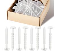 Blulu 60 Pcs 3 Inch Vinyl Shutter Fastener Window Panel Peg Lok Pin Pegs Screws Shutter Spikes Anchor (White)