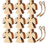 Blulu 60 Pieces Christmas Wooden Ornaments Round Wood Slices Snowflake Angel Shape with Cords for DIY Crafts New Year Christmas Tree Pendant Ornaments