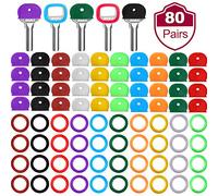 Blulu 80 Pcs 1inch Colored Key Cap Cover Set, Classic Color | Plastic, Colored Key Covers, Key Toppers, Key Identifiers, Key Head Protectors, for Small Regular Round Flat House Keys