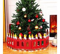 Blulu Christmas Tree Fences Party Decoration Wooden Christmas Tree Gate White Picket Fence for Pets Flexible Picket Fence for Holiday Office Home Decor, 12 Inch(Candle,4 Pieces)
